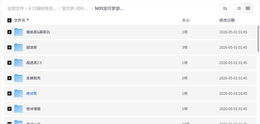 NDS宝可梦游戏目录预览